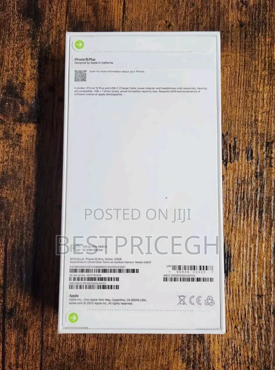 New Apple iPhone 15 Plus 128 GB Yellow
