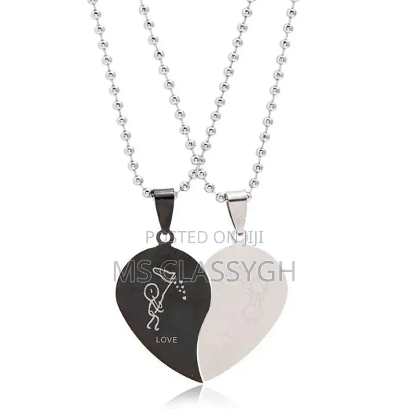 Lovers Heart Shape Couple Necklace Titanium Steel Choker Pen