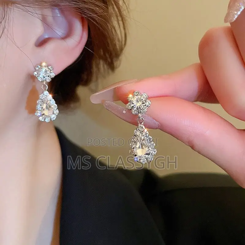 Rhinestone Necklace Drop Earrings for Women Geometric Water