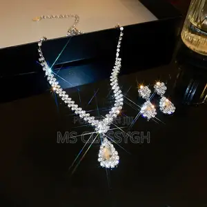 Rhinestone Necklace Drop Earrings for Women Geometric Water