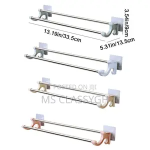 Punch-Free Double Rod Towel Bar Traceless Wall Mounted Towel
