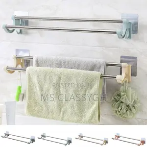 Punch-Free Double Rod Towel Bar Traceless Wall Mounted Towel