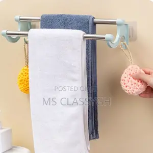Punch-Free Double Rod Towel Bar Traceless Wall Mounted Towel