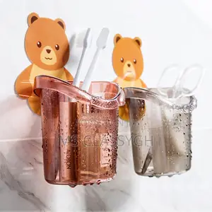 Cute Bear Pattern Wall Mounted Toothbrush Storage Rack Bathr