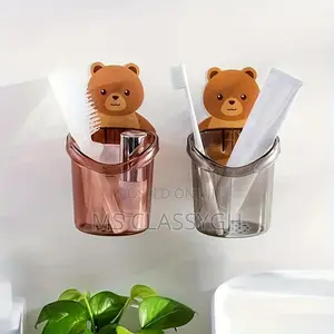 Cute Bear Pattern Wall Mounted Toothbrush Storage Rack Bathr