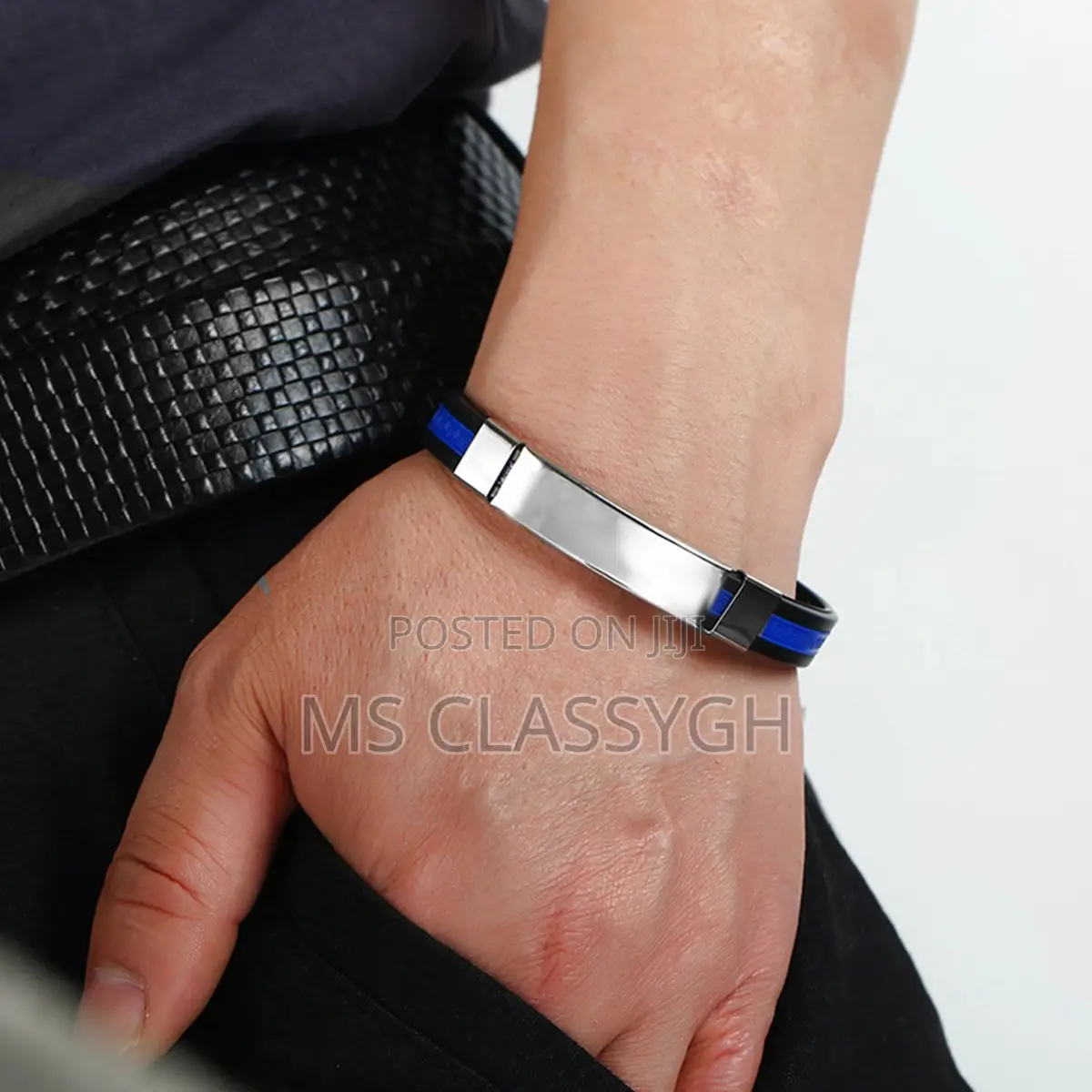Black Weave Pu Leather Bangle Bracelet Charm Jewelry for Men