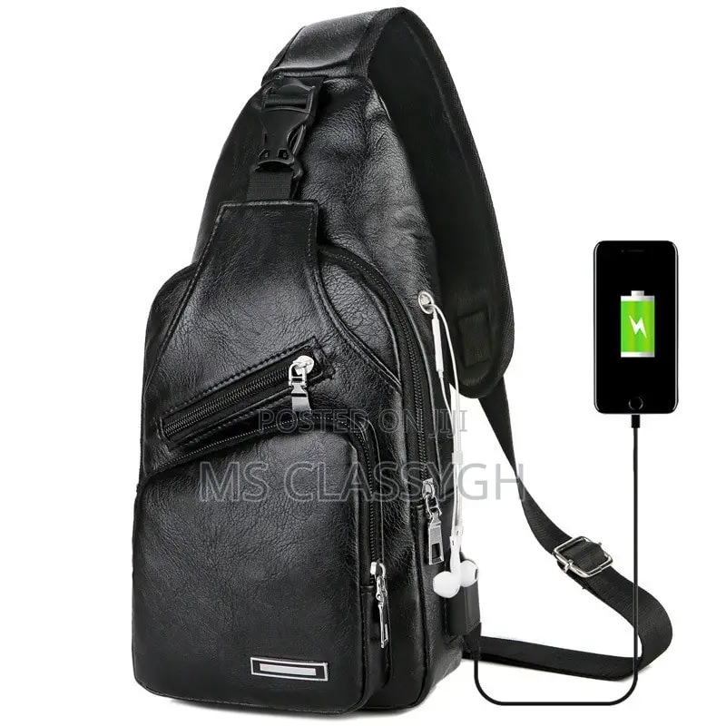 Chest Bag With Headset Hole Mens Multifunction Single Strap