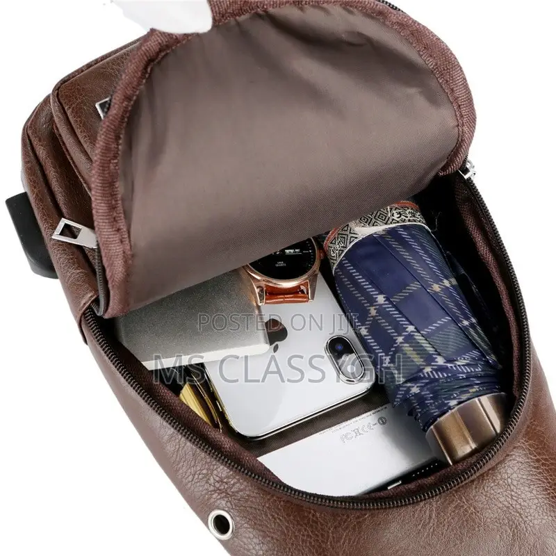 Chest Bag With Headset Hole Mens Multifunction Single Strap