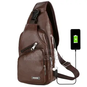 Chest Bag With Headset Hole Mens Multifunction Single Strap