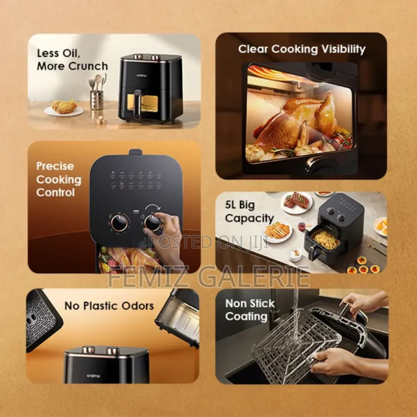 Oraimo Smart Air Fryer 1500w 5l With Visible Cooking Window