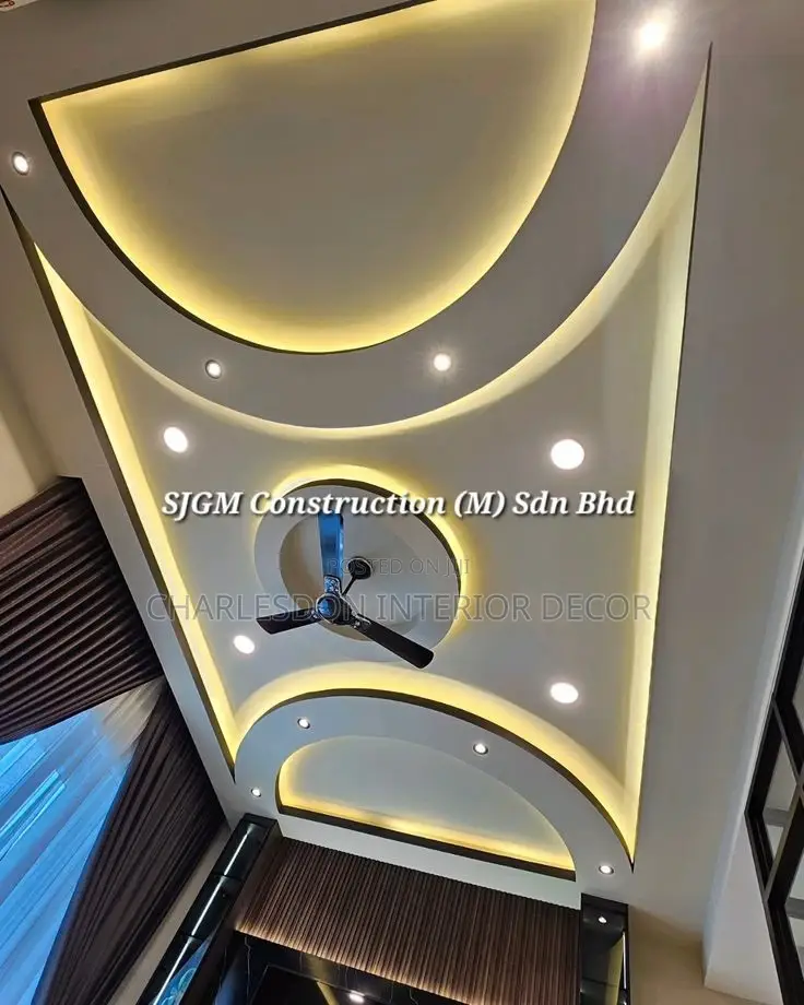 Quality P O P, Tv Stand, Arc Design, Skimming, Wall Design