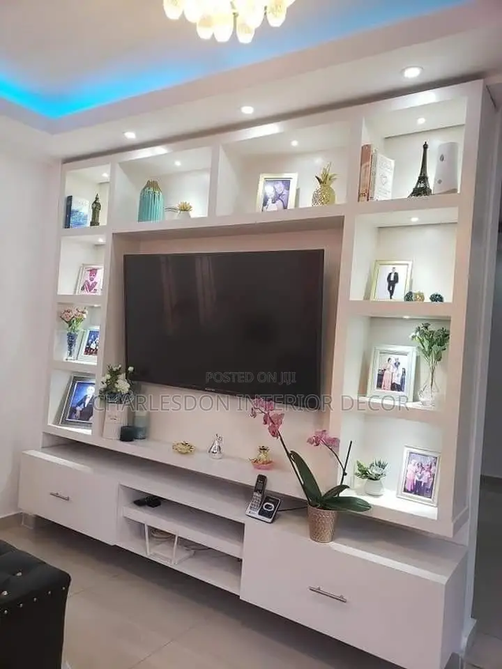 Quality P O P, Tv Stand, Arc Design, Skimming, Wall Design