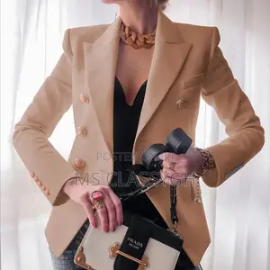 Women Blazer Combsummer Autumn Slim Pocket Sleeveless Double
