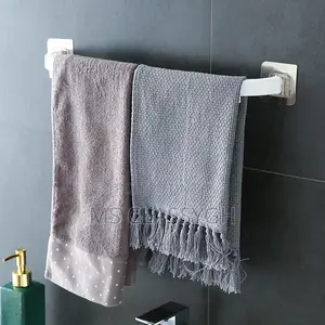 Adhesive Towel Rack Bathroom Towel Bar Shelf Wall Mounted Ha