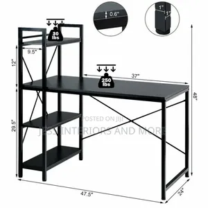 Computer Desk With 4-Tier Shelves-Black