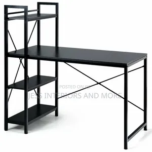 Computer Desk With 4-Tier Shelves-Black