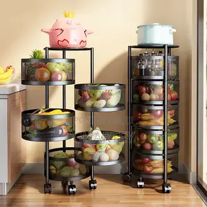 Metal Kitchen Rotating Vegetable and Fruit Storage Shelves