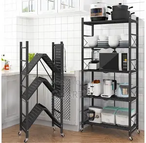 Modern 5 Tier Heavy Duty Foldable Metal Organizer Shelve