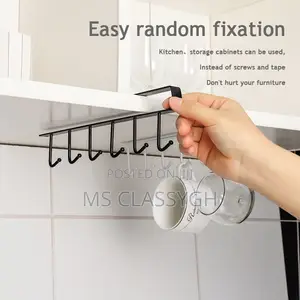 6 Hook Coffee Cup Mug Holder Hooks Shelf Multifunction Kitch