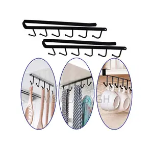 6 Hook Coffee Cup Mug Holder Hooks Shelf Multifunction Kitch
