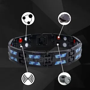 Double Row of Blue Carbon Magnet Bracelet
