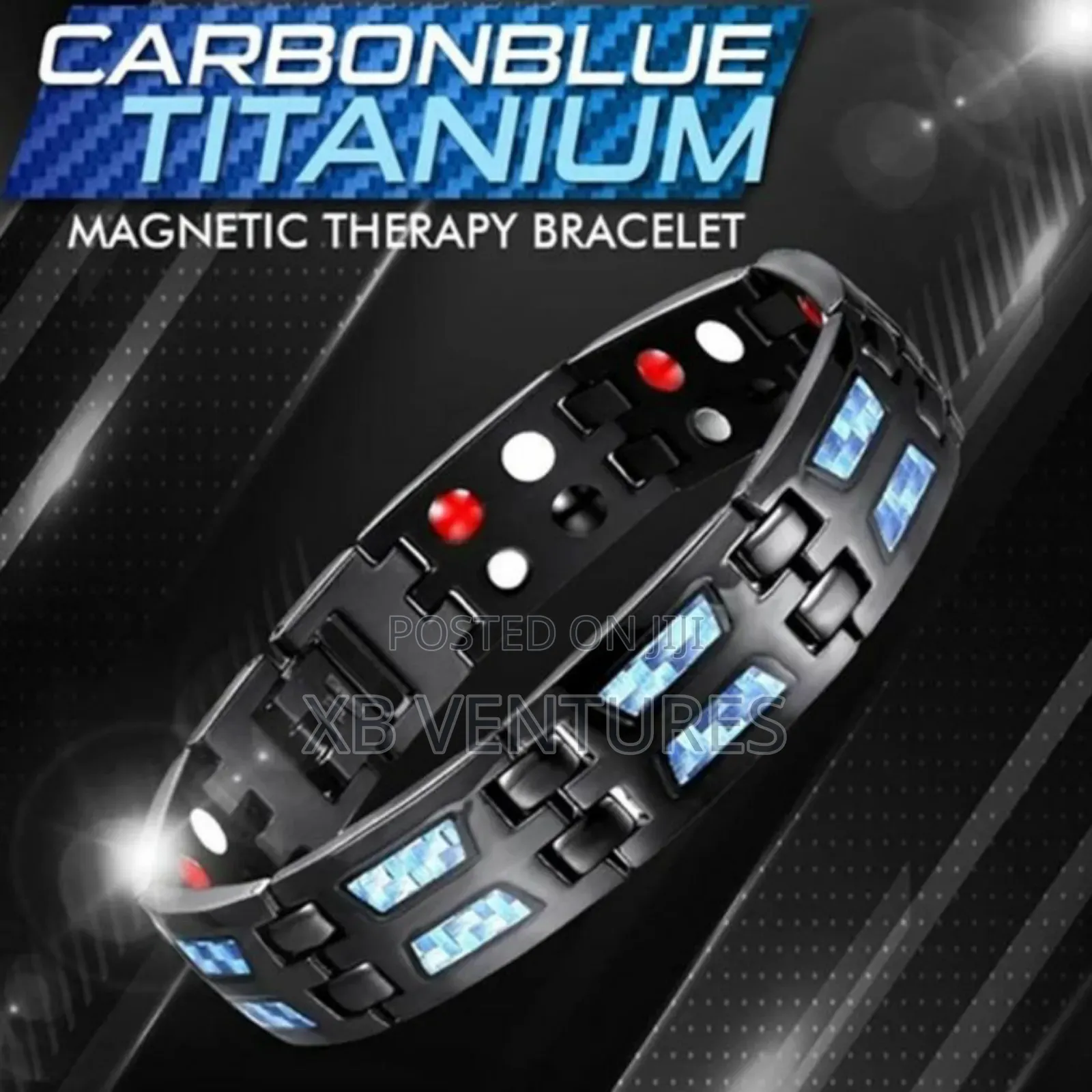 Double Row of Blue Carbon Magnet Bracelet