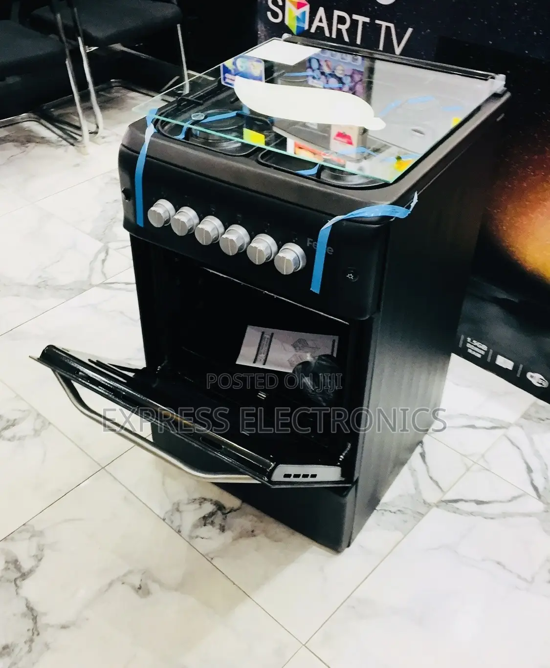 50/60 Gas Cooker Black 4burner Oven Grill