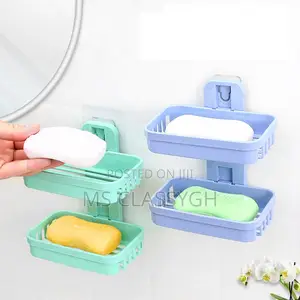 Wall Mounted Double Layer Soap Dish Draining Holder Sponge S