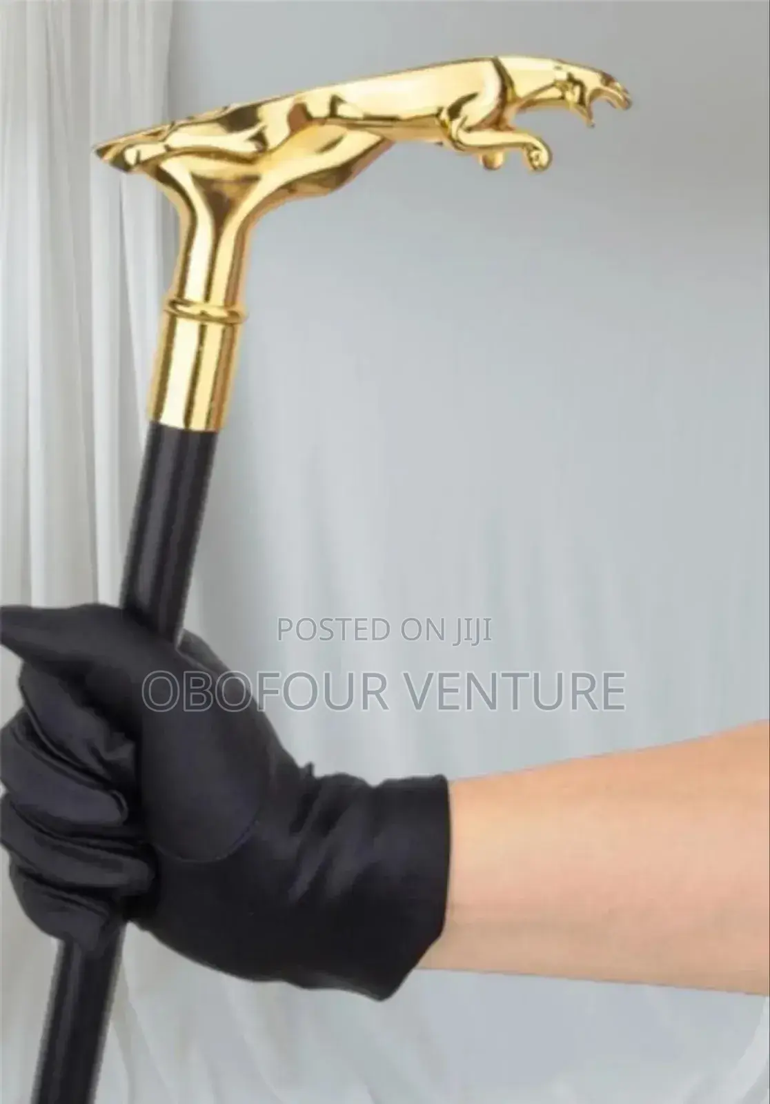 Golden Jaguar Head Walking Stick