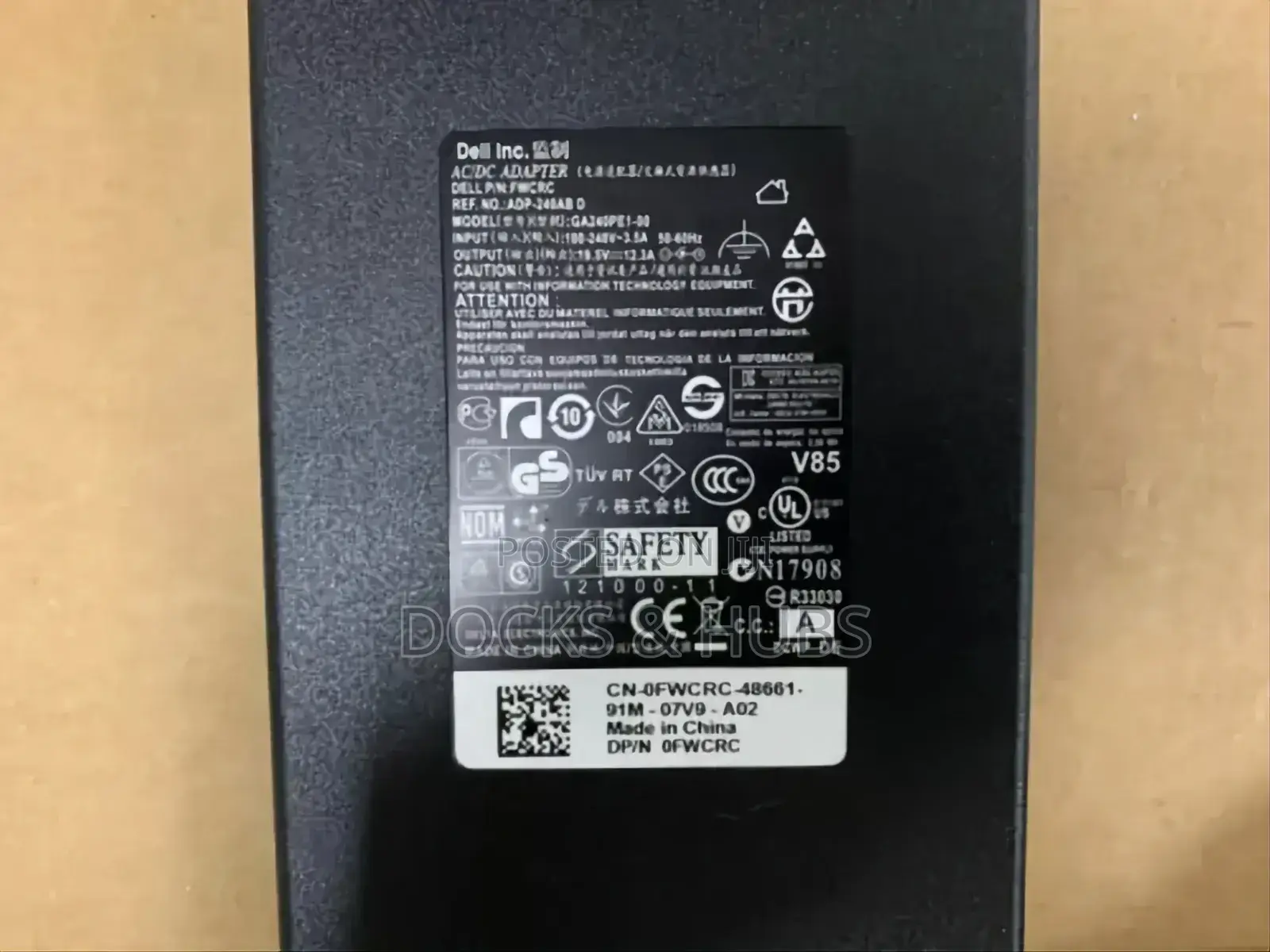 Genuine Dell 240W 19.5V 12.3A AC Adapter Power Supply