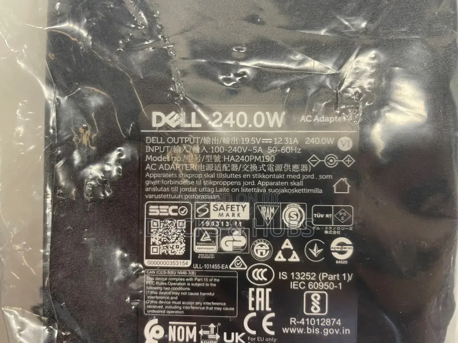 Genuine Dell 240W 19.5V 12.3A AC Adapter Power Supply