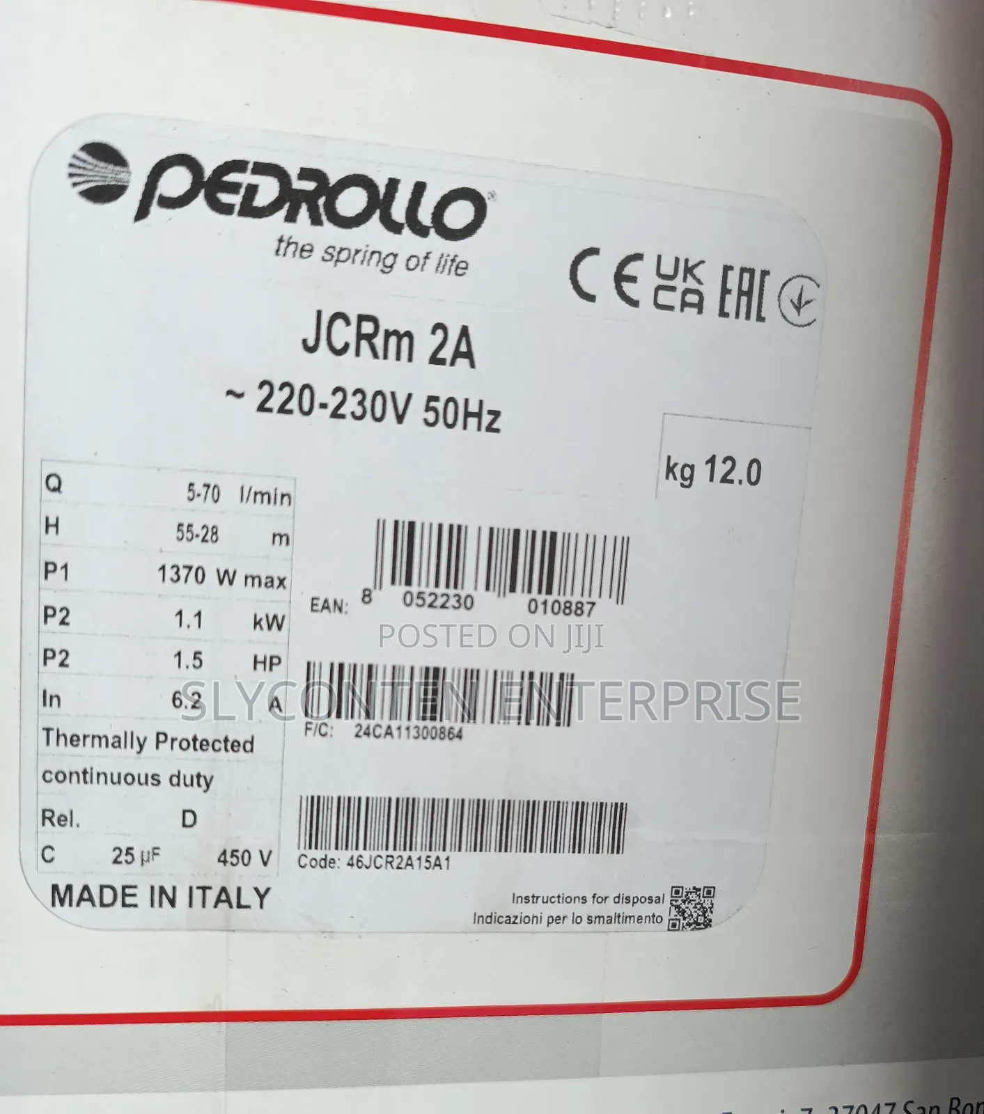 Pedrollo 1.5HP Stainless Water Pump in Accra Metropolitan - Plumbing