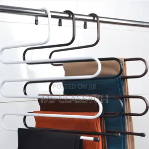 5 Layers Stainless Steel S-Shaped Pants Hanger Multifunction