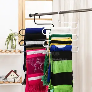 5 Layers Stainless Steel S-Shaped Pants Hanger Multifunction