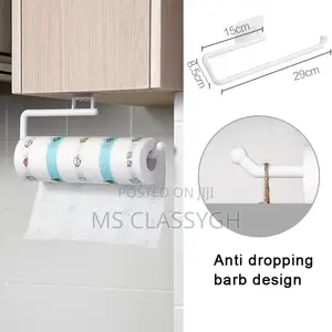 Kitchen Shelf Toilet Paper Roll Holder Towel Hanging Cabinet