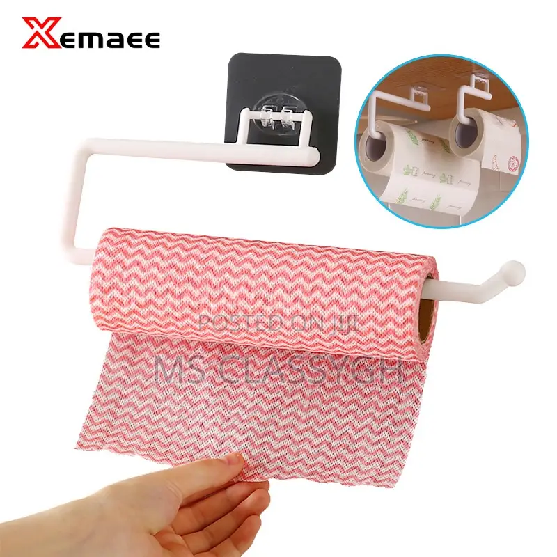 Kitchen Shelf Toilet Paper Roll Holder Towel Hanging Cabinet