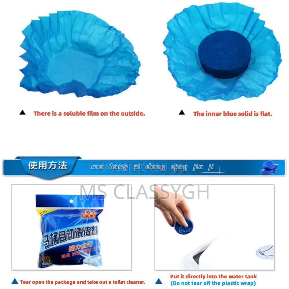 10pcs Flushing Blue Bubble Toilet Cleaner Freshener Tablets