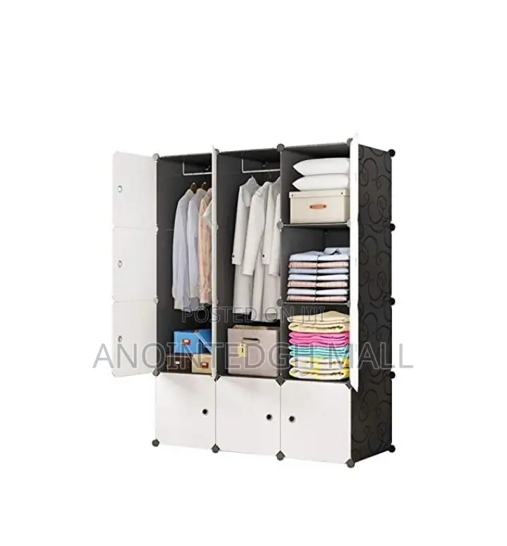 12 Cubes Plastic Wardrobe - Black/White