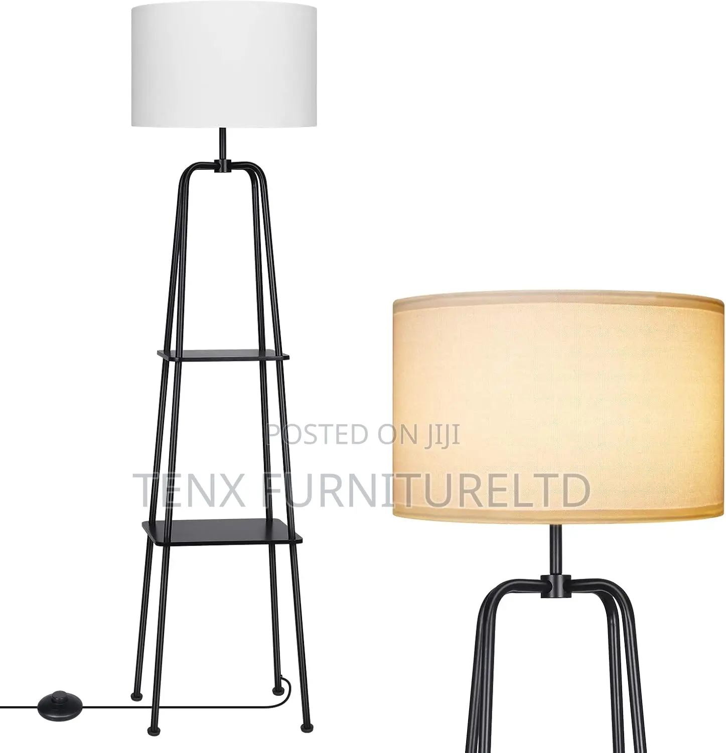 Floor Lamp ( With 2-Shelf Wood)