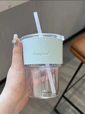 Glass Cup With Straw 400ml