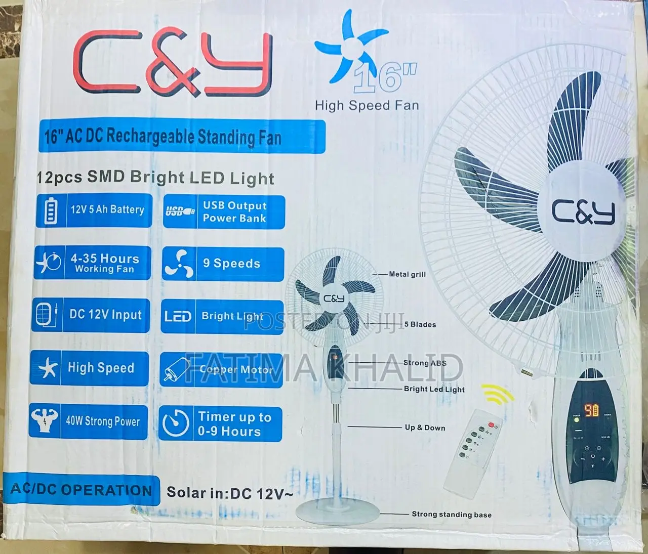 16 Ac Dc Rechargeable Standing Fan
