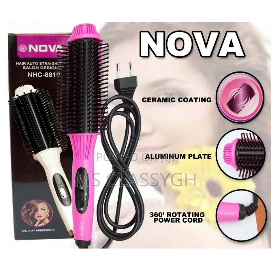 Nova Electric Brush Fast Curly Hair Straightener Comb Iron