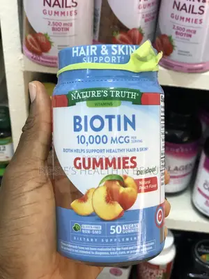 Biotin, Natural Peach, 10,000 McG, 50 Vegan Gummies