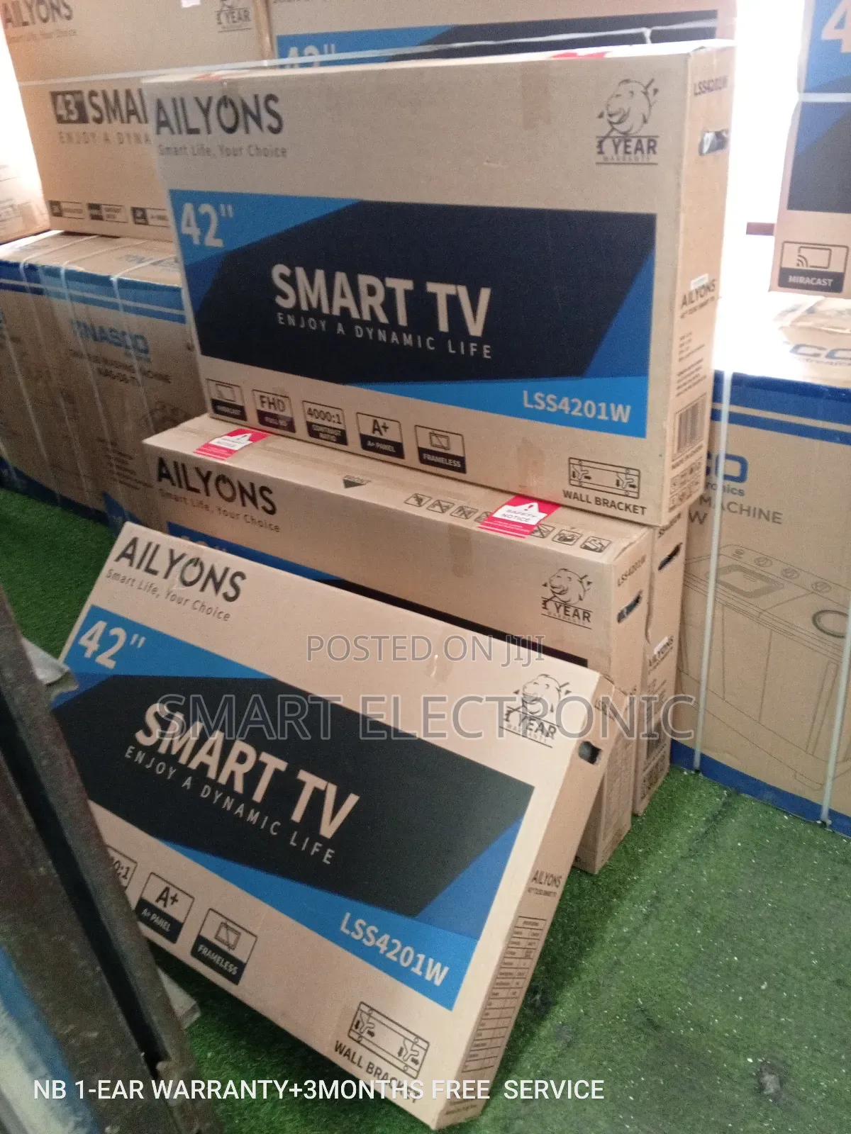 Elegant Black Smart Tv Miracast Ailyons "42" Television