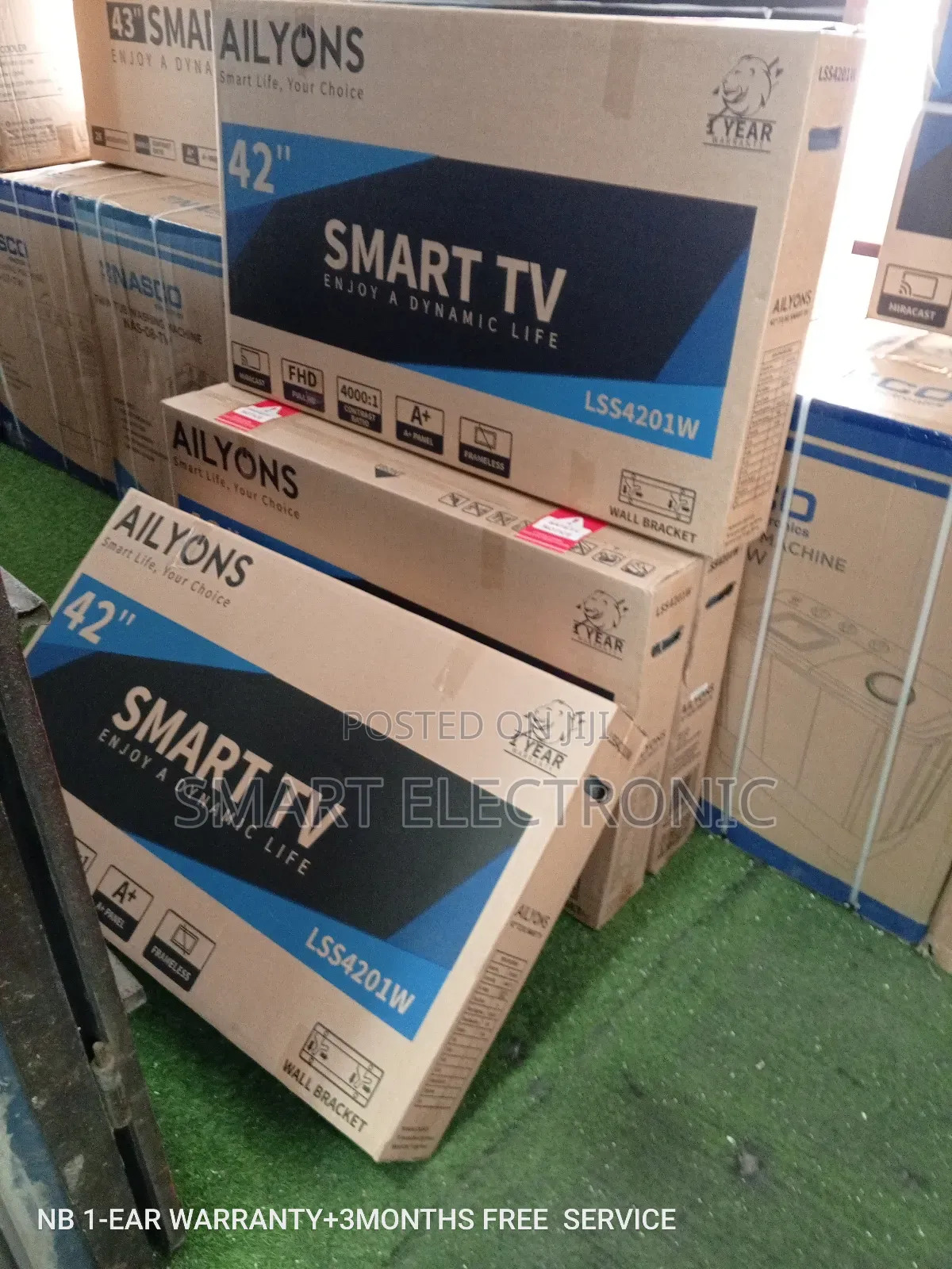 Elegant Black Smart Tv Miracast Ailyons "42" Television