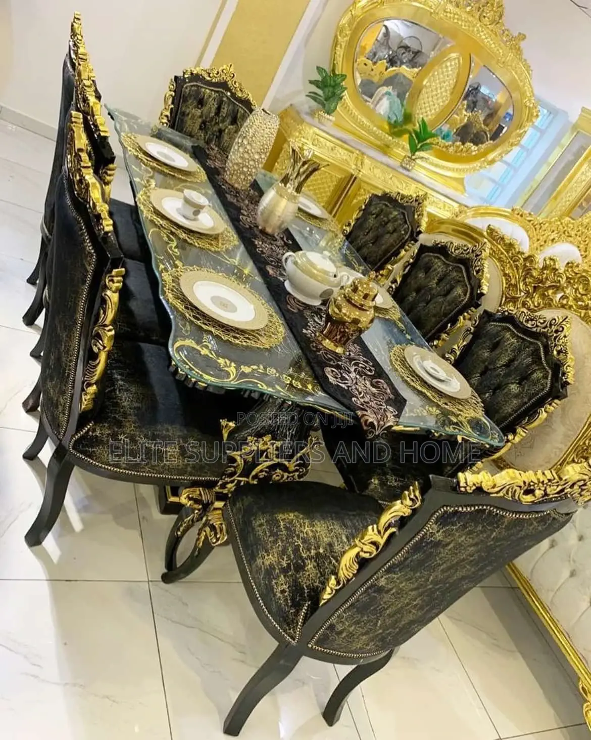 Royal Dining Set 1+6 Blackgold