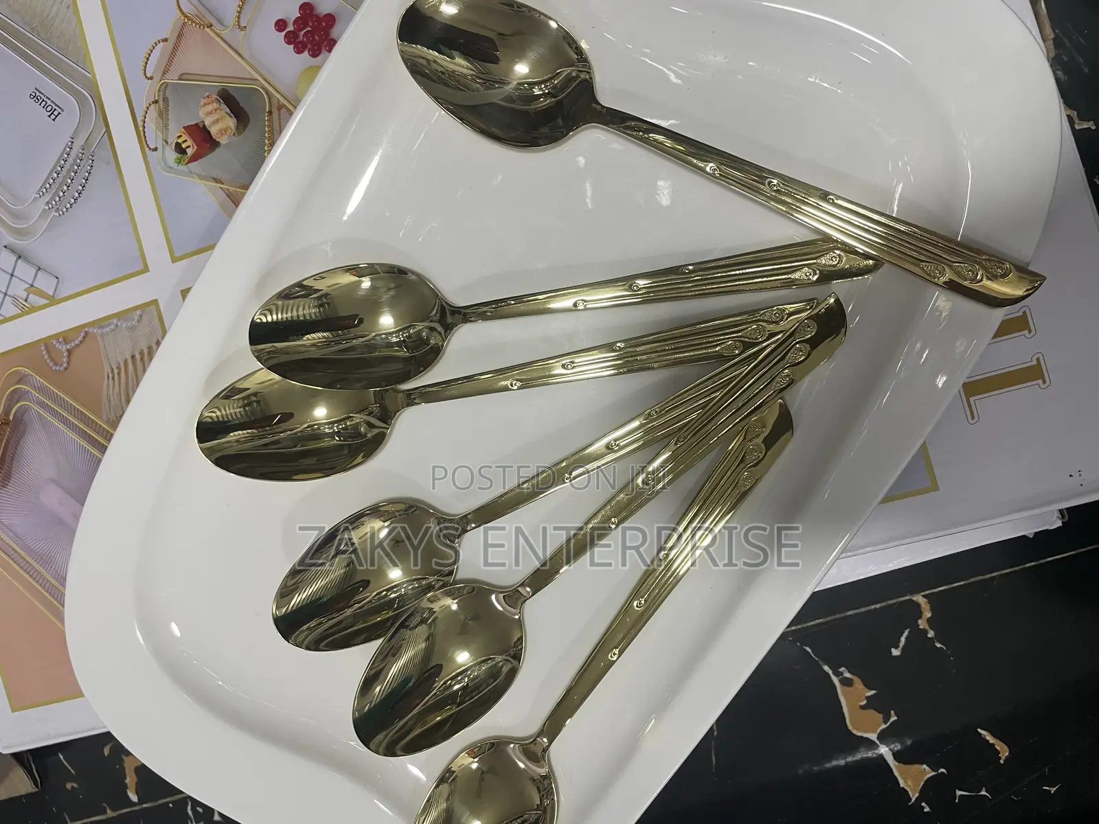 Stainless Steel Golden Spoons 6pcs