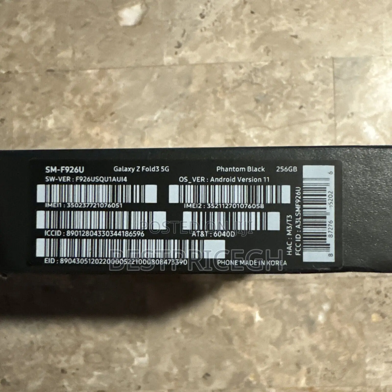 New Samsung Galaxy Z Fold 3 256 GB Black