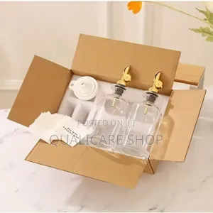 2pcs Glass Dispenser Bottles+Funnel+Label Set