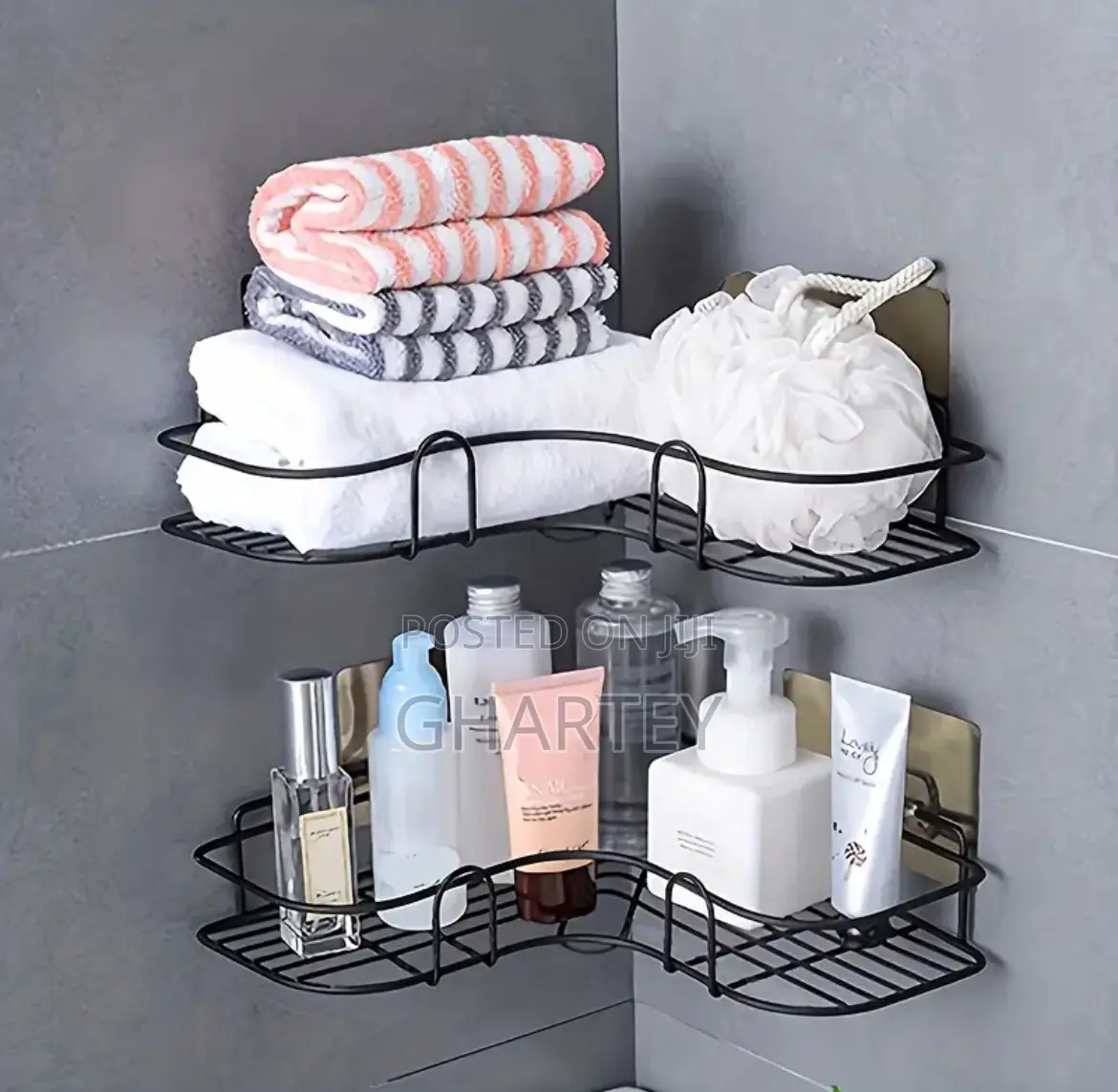 Durable Wall Mounted Bathroom Shelf Black
